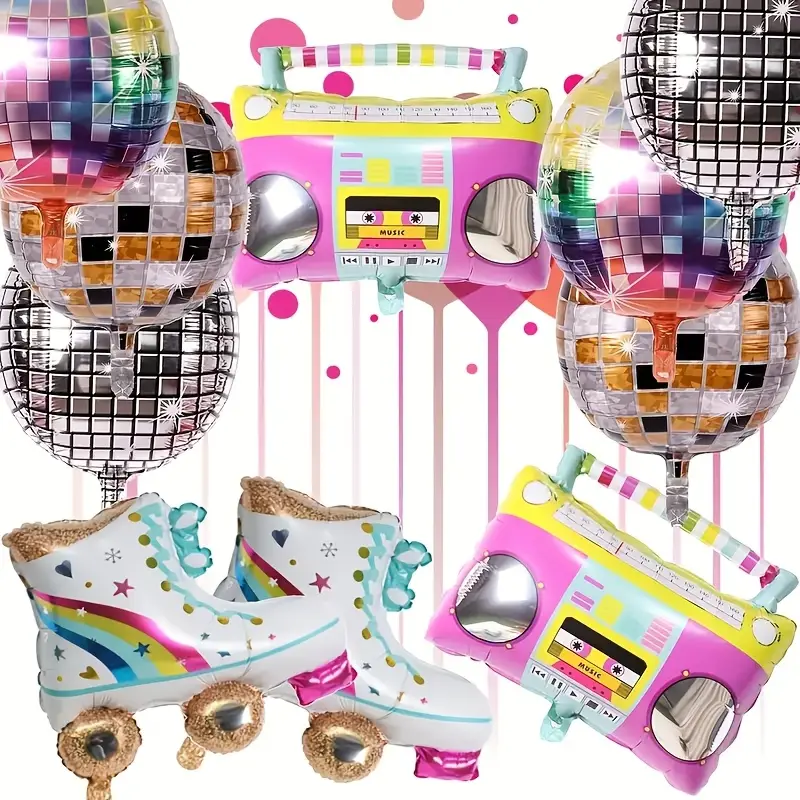 Retro 80s/90s Hip Hop Foil Coloured Disco Ball Balloon | Old-School Party & Rap-Themed Décor 🎤🕶️🎈