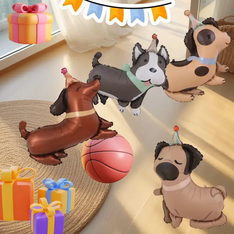 Cute Puppy Foil Balloons with Party Hats | Adorable Pet-Themed Party Decor 🐶🎈