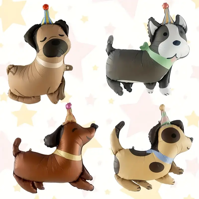 Cute Puppy Foil Balloons with Party Hats | Adorable Pet-Themed Party Decor 🐶🎈