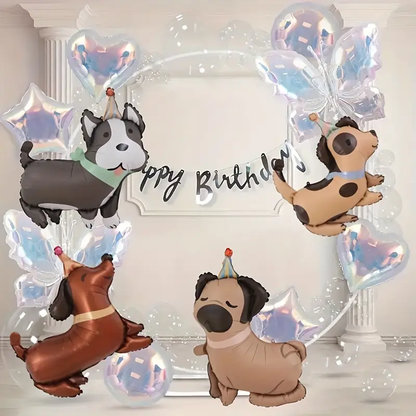 Cute Puppy Foil Balloons with Party Hats | Adorable Pet-Themed Party Decor 🐶🎈