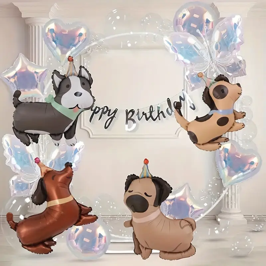 Cute Puppy Foil Balloons with Party Hats | Adorable Pet-Themed Party Decor 🐶🎈