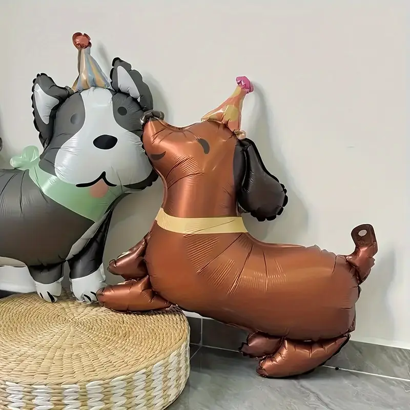 Cute Puppy Foil Balloons with Party Hats | Adorable Pet-Themed Party Decor 🐶🎈