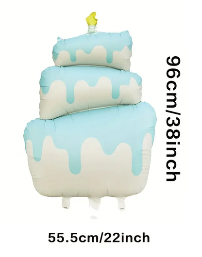 3-Layer Matte Cake-Shaped Foil Balloon – 96cm | Elegant Party & Birthday Decoration 🎂🎈