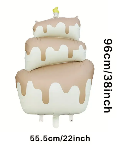 3-Layer Matte Cake-Shaped Foil Balloon – 96cm | Elegant Party & Birthday Decoration 🎂🎈