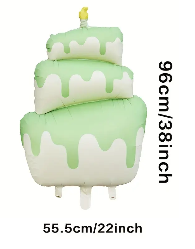 3-Layer Matte Cake-Shaped Foil Balloon – 96cm | Elegant Party & Birthday Decoration 🎂🎈
