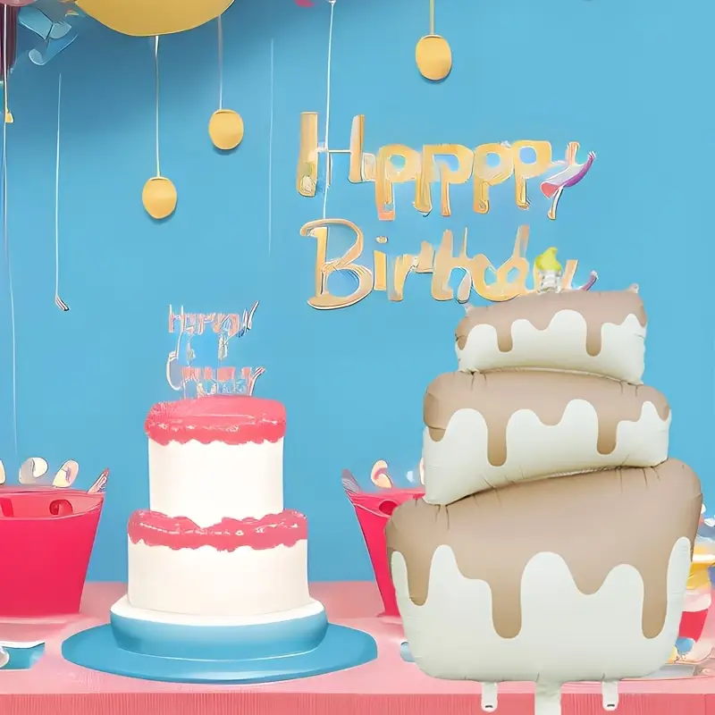 3-Layer Matte Cake-Shaped Foil Balloon – 96cm | Elegant Party & Birthday Decoration 🎂🎈