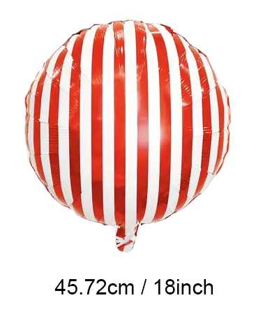 Red & White Striped Foil Balloon – 45.72cm | Bold & Vibrant Party Decoration 🎈