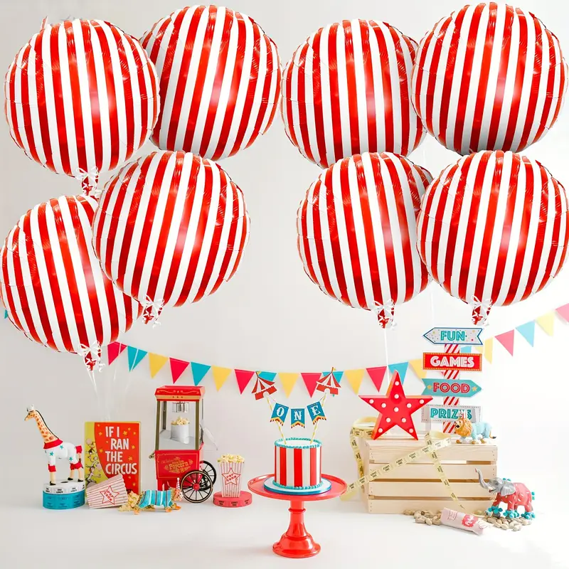 Red & White Striped Foil Balloon – 45.72cm | Bold & Vibrant Party Decoration 🎈
