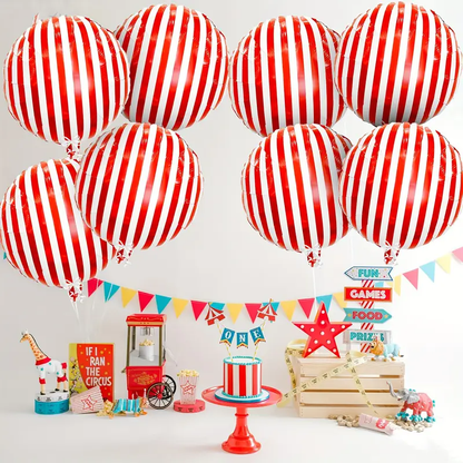 Red & White Striped Foil Balloon – 45.72cm | Bold & Vibrant Party Decoration 🎈