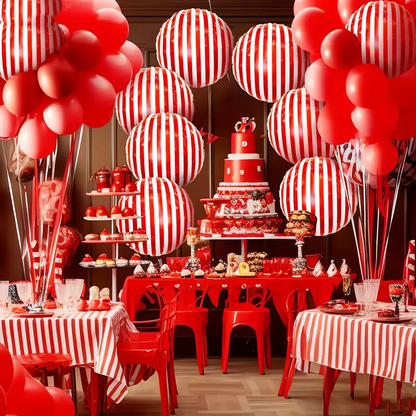 Red & White Striped Foil Balloon – 45.72cm | Bold & Vibrant Party Decoration 🎈