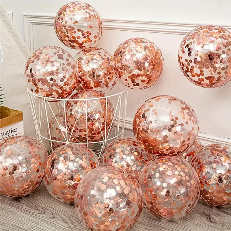 Rose Gold Sequin Confetti Balloons (4-Pack) | Elegant & Sparkling Party Decor ✨🎈