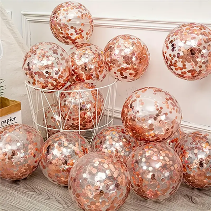 Rose Gold Sequin Confetti Balloons (4-Pack) | Elegant & Sparkling Party Decor ✨🎈