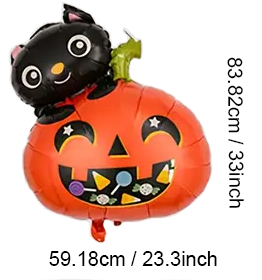 Small Black Cat Pumpkin Halloween Foil Balloons | Spooky & Fun Halloween Party Decorations 🎃👻🎈