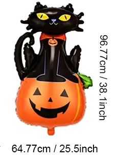 Large Black Cat Pumpkin Halloween Foil Balloons | Spooky & Fun Halloween Party Decorations 🎃👻🎈