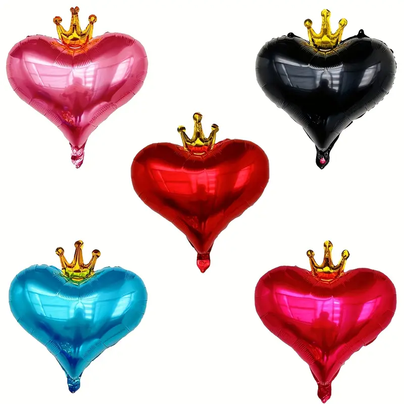 53cm Heart with Gold Crown Foil Balloon | Royal & Romantic Party Decoration ❤️👑🎈