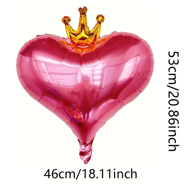 53cm Heart with Gold Crown Foil Balloon | Royal & Romantic Party Decoration ❤️👑🎈