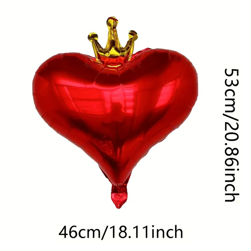 53cm Heart with Gold Crown Foil Balloon | Royal & Romantic Party Decoration ❤️👑🎈