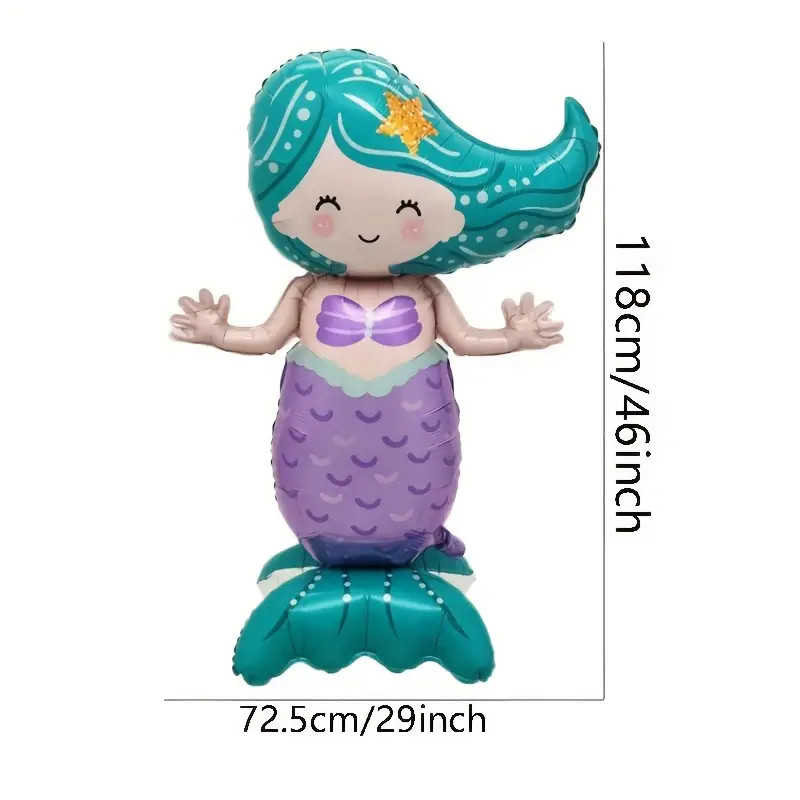 Floor Standing Mermaid Foil Balloon | Giant 46-Inch Mermaid Balloon for Under the Sea & Birthday Party Decor 🧜‍♀️🎈