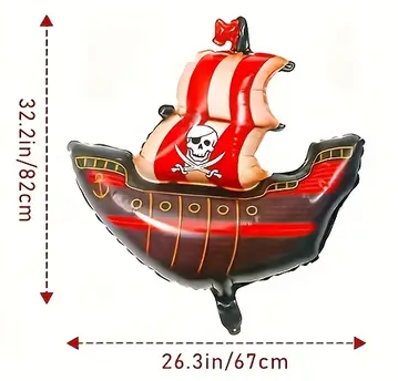 Pirate Ship Foil Balloon | Party Decoration for Pirate Birthday & Adventure-Themed Events