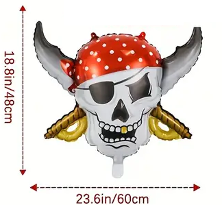 Pirate Skull and Swords Foil Balloon | Party Decoration for Pirate Birthday & Adventure-Themed Events