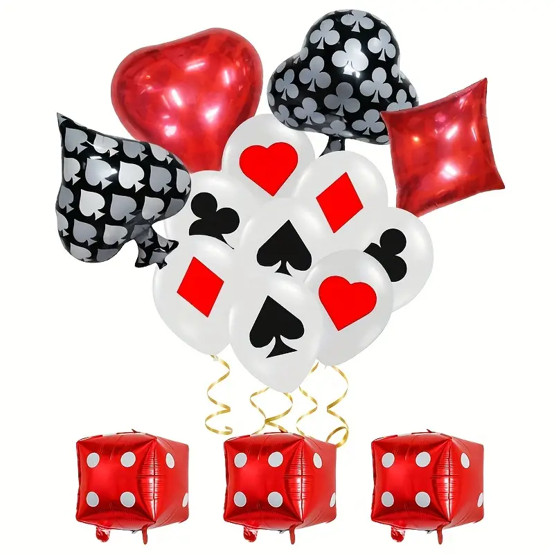 Poker Theme Balloons | Casino & Vegas Party Foil Balloon Set ♠️♥️♦️♣️🎈