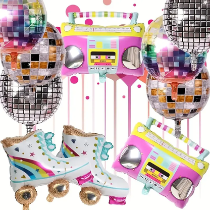 Retro 80s/90s Hip Hop Foil Coloured Disco Ball Balloon | Old-School Party & Rap-Themed Décor 🎤🕶️🎈