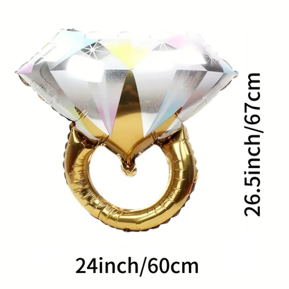 67cm Giant Diamond Ring Foil Balloon | Luxury Wedding & Engagement Party Décor 💍🎈