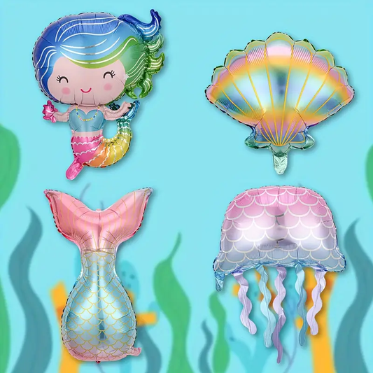 Mermaid Theme Foil Balloons | Magical Under the Sea Party Decoration 🧜‍♀️🌊🎈