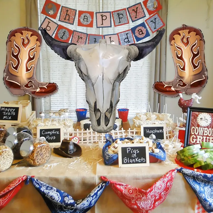 72cm Western Longhorn Foil Balloon | Cowboy & Wild West Party Decoration 🤠🐂🎈